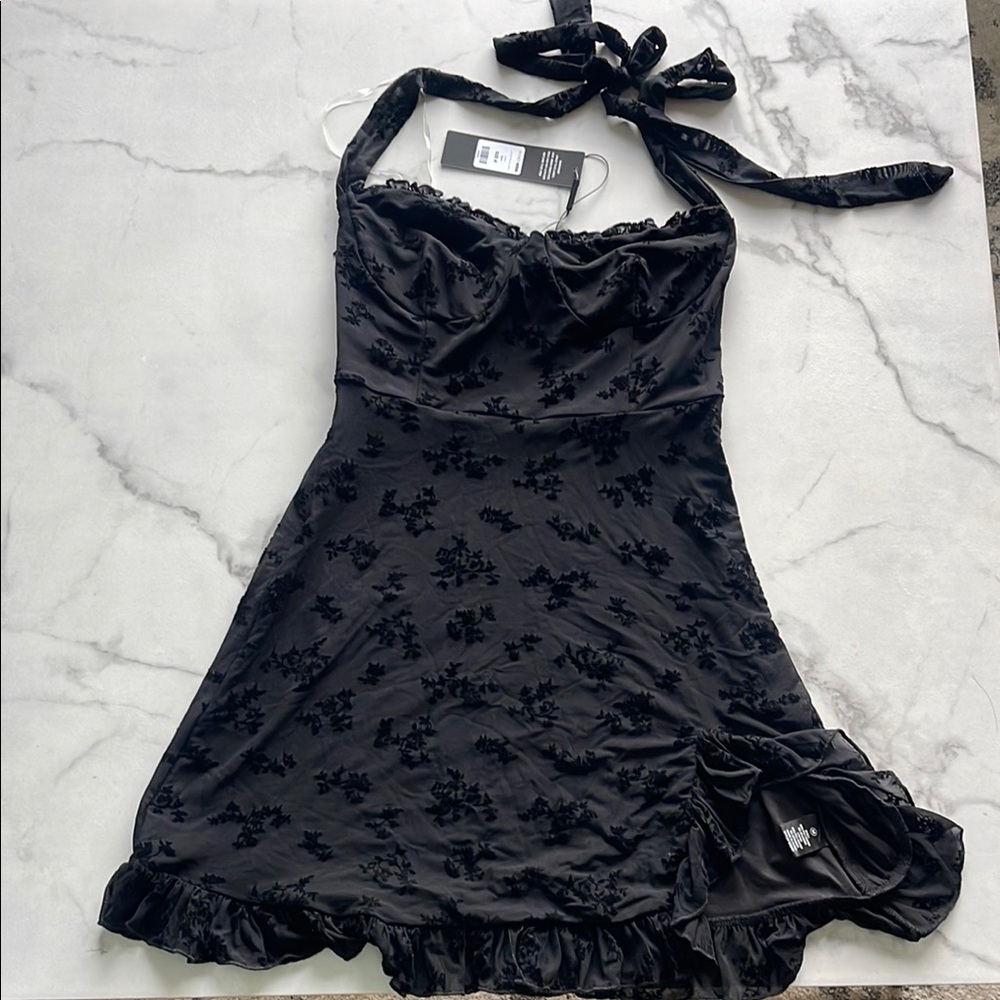 Fashion Nova Black Halter Mini Dress